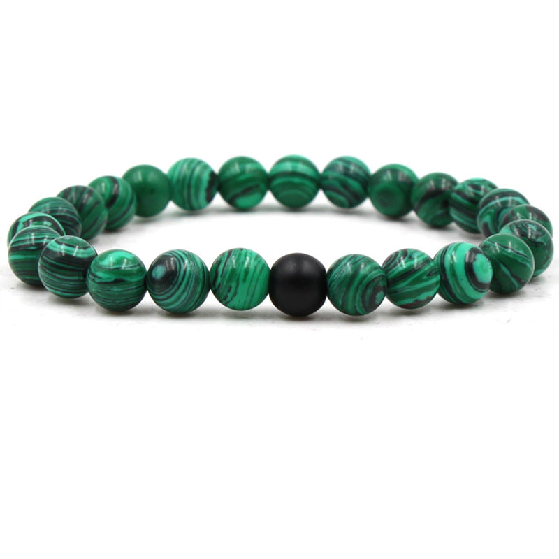 8mm matte black frosted stone malachite couple bracelet - V.I.P Digital Presence