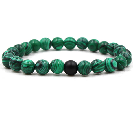 8mm matte black frosted stone malachite couple bracelet - V.I.P Digital Presence