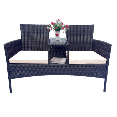 Wicker Patio Conversation Furniture Set Outdoor Furniture Set with Removable Cushions & Table - V.I.P Digital Presence