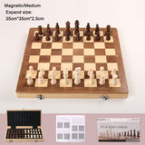 Ajedrez magnético plegable de madera maciza, juego de ajedrez de doble reina, juego de mesa para adultos, rompecabezas para niños, juguete