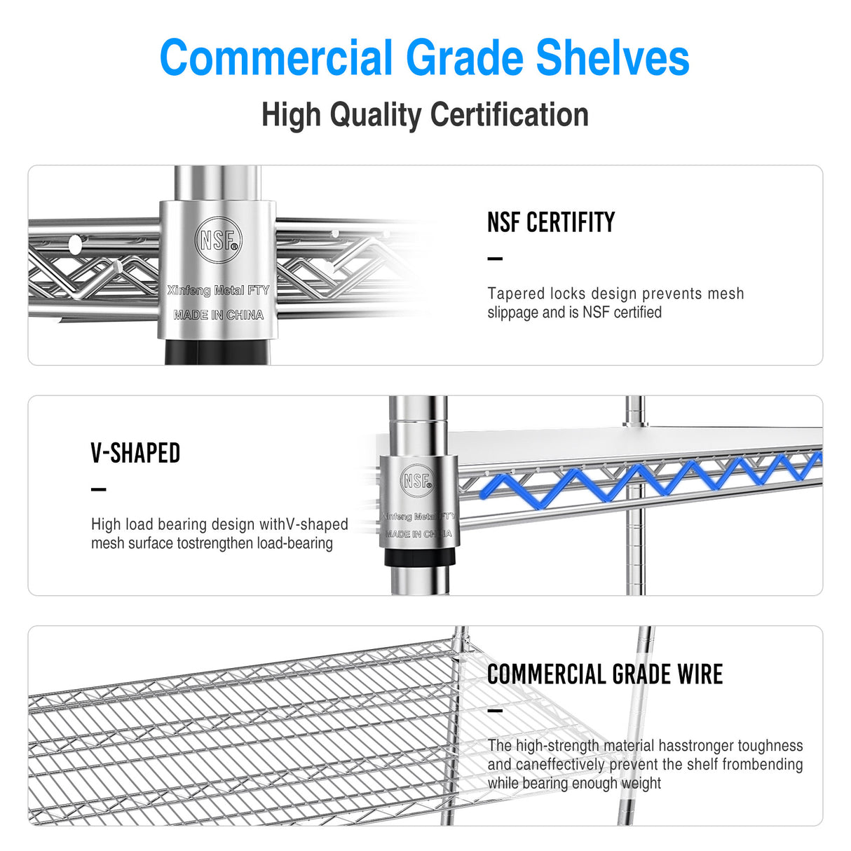 5 Tier 6000lbs Heavy Duty Adjustable Storage Rack Metal Shelf Wire Shelving Unit Chrome - V.I.P Digital Presence