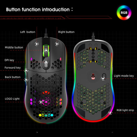 Hollow hole mouse RGB gaming luminous computer office mouse - V.I.P Digital Presence