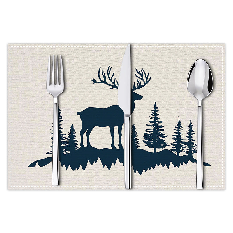 Christmas placemat reindeer print decoration insulation mat kitchen dining table coaster - V.I.P Digital Presence