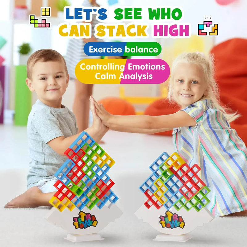 Juego de mesa de bloques de construcción apilables Tetra Tower Fun Balance para niños, adultos, amigos, equipo, dormitorio, familia, noche de juegos y fiesta