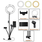 Kit de anillo de luz LED de 8 pulgadas para tutoriales de maquillaje, videos de YouTube, transmisión en vivo para iPad, micrófono, soporte para teléfono, anillo de luz de belleza para selfies.