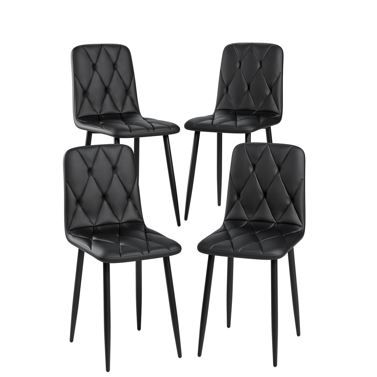 Dining Chairs Set of 4, Modern Kitchen Dining Room Chairs, PU Dining Chair Upholstered Cushion Seat and Sturdy Metal Legs - V.I.P Digital Presence