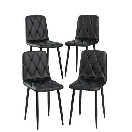 Dining Chairs Set of 4, Modern Kitchen Dining Room Chairs, PU Dining Chair Upholstered Cushion Seat and Sturdy Metal Legs - V.I.P Digital Presence