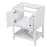 24" Bathroom Vanity Base Only, Soild Wood Frame, Bathroom Storage Cabinet with Doors and Open Shelf, White - V.I.P Digital Presence
