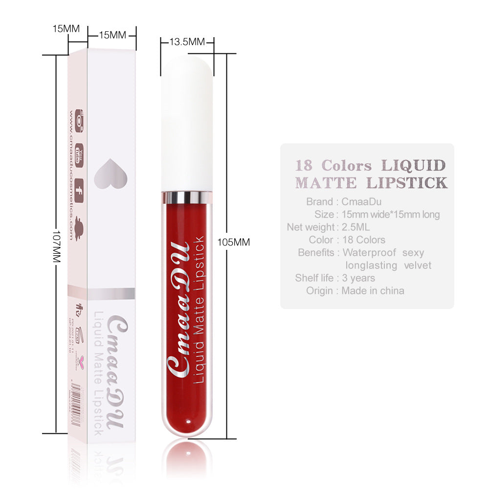 CmaaDu 18 Color Lipstick Matte Non-Stick Cup Waterproof Long Lasting Lip Gloss - V.I.P Digital Presence