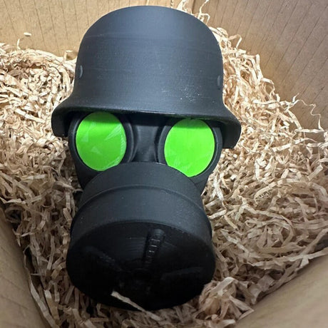 3D - printed trailer hitch cover with steel helmet and gas mask design. Protects the receiver tube from rusting. - V.I.P Digital Presence
