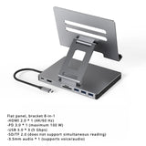 Concentrador/convertidor divisor USB 3.0 con puerto Gigabit Ethernet 4K/60 Hz, soporte giratorio de panel plano, estación de acoplamiento tipo C
