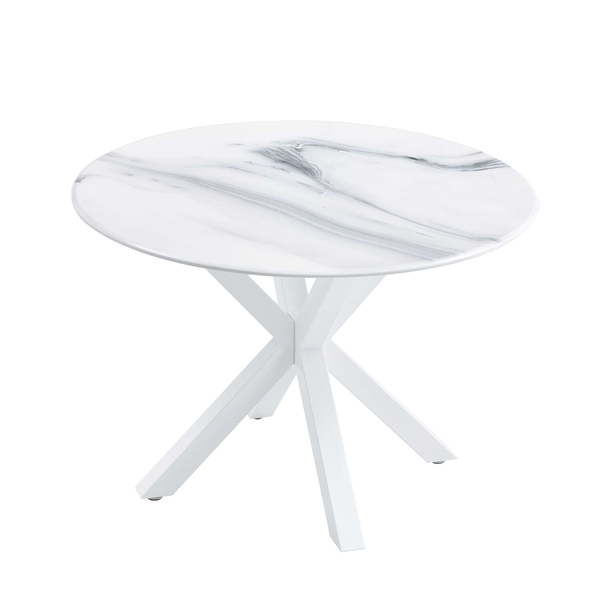 42.1 "White dining table for 4-6 people medieval dining table with circular Mdf tabletop leisure coffee table