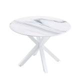 42.1 "White dining table for 4-6 people medieval dining table with circular Mdf tabletop leisure coffee table