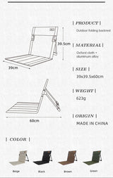 Silla con respaldo para acampar al aire libre, silla plegable portátil, silla de ocio, silla para balcón, parque, césped, silla de picnic