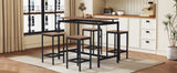 TREXM 5-piece compact bar table with table and stool - modern industrial design (dark brown) - V.I.P Digital Presence