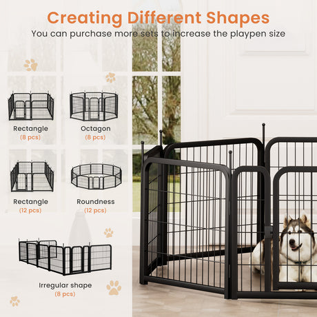 Outdoor 12 piece dog fence, 24 inch portable indoor game fence for small dog pets. Black, 22.2 inches wide x 23.6 inches high. - V.I.P Digital Presence