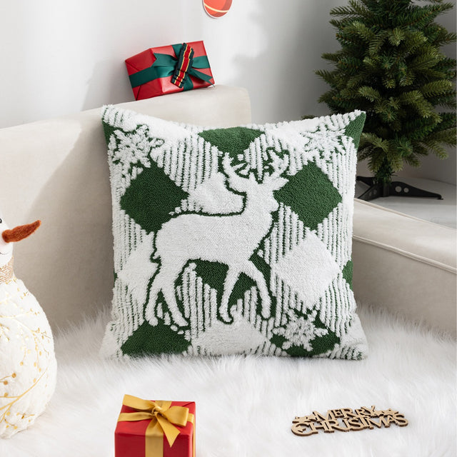 Christmas Pillow Cover (Excluding Pillow Core) Snowflake Velvet Jacquard Christmas Tree Elk Festival Decoration - V.I.P Digital Presence