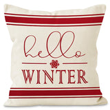 Christmas Snowflake Pillow Cover Linen Checkered Letter Printed Pillow Cover Christmas Theme Cushion Cover - V.I.P Digital Presence