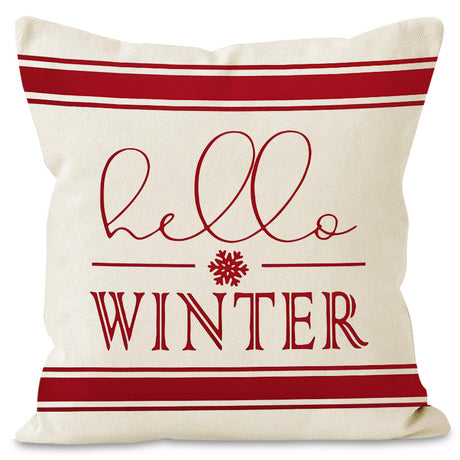 Christmas Snowflake Pillow Cover Linen Checkered Letter Printed Pillow Cover Christmas Theme Cushion Cover - V.I.P Digital Presence