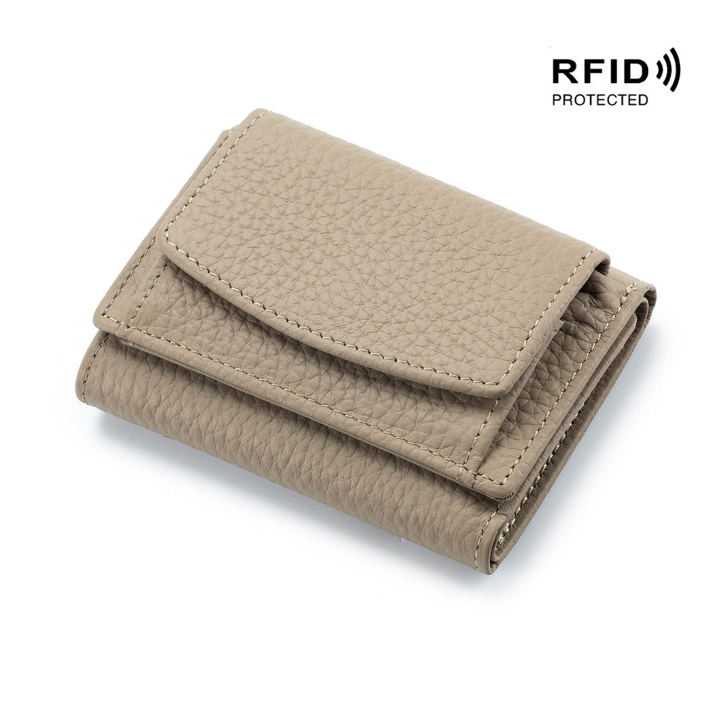 Small wallet women's genuine leather Japanese style fabric RFID coin bag wallet mini wallet short - V.I.P Digital Presence