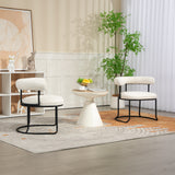 COOLCOOL Boucle dining chair set of two, medieval modern curved backrest chair, round cushion (beige Boucle) - V.I.P Digital Presence