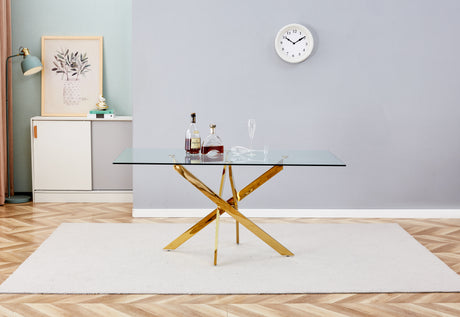 BL-16080-CLEAR GLASS-GOLD TABLE CLEAR GLASS TOP - V.I.P Digital Presence