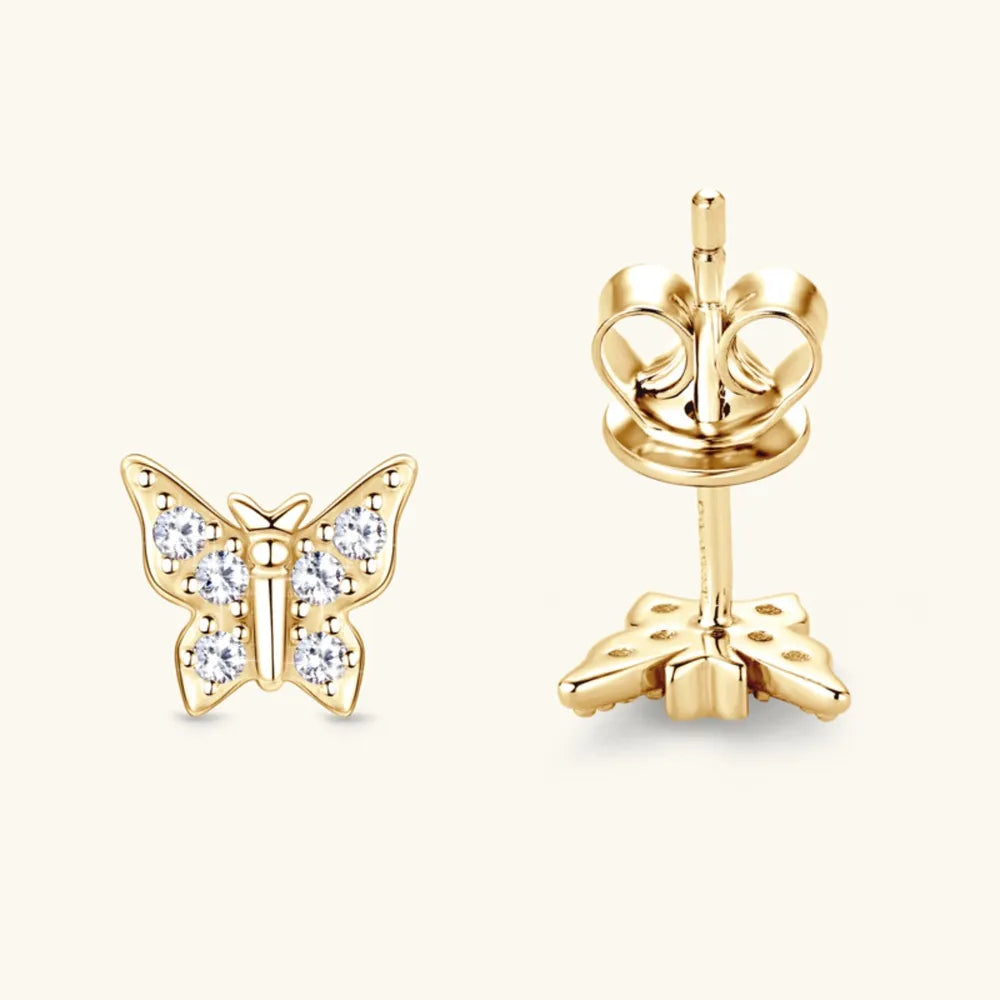 Moissanite 925 Sterling Silver Butterfly Stud Earrings - V.I.P Digital Presence