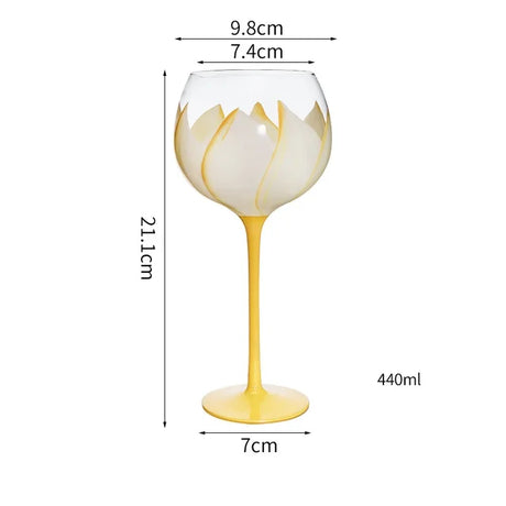 1 Piece Hand Painted Glass Goblet Cup Creative Red Wine Glasses Cup Flower Painted Stemware for Wedding Party Events - V.I.P Digital Presence