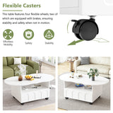 ON-TRANS flexible cream style coffee table with 2 brake wheels, drawers, large storage space, white, 39.37 '' x 23.6 '' - V.I.P Digital Presence