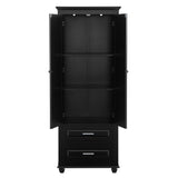 Tall Storage Cabinet with Two Drawers for Bathroom/Office, Black - V.I.P Digital Presence
