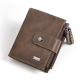 Anti-Theft Brush Business Leather Thin Short Men's Wallet Zipper Wallet Money Ticket Holder - V.I.P Digital Presence