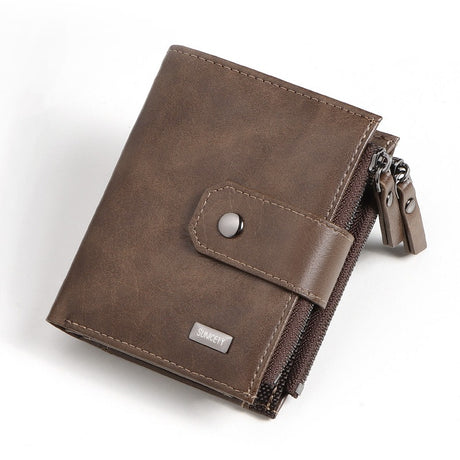 Anti-Theft Brush Business Leather Thin Short Men's Wallet Zipper Wallet Money Ticket Holder - V.I.P Digital Presence