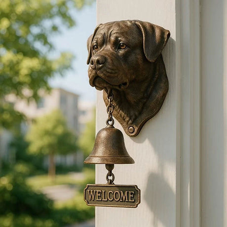 Dog welcome chime, vintage Bulldog Dobermann chime, metal merchant chime – wall decor for home/office entrance. - V.I.P Digital Presence