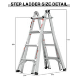 17ft Multi-Position Foldable Aluminum Ladder, A-Frame and Straight Ladder, ANSI 250lbs - V.I.P Digital Presence