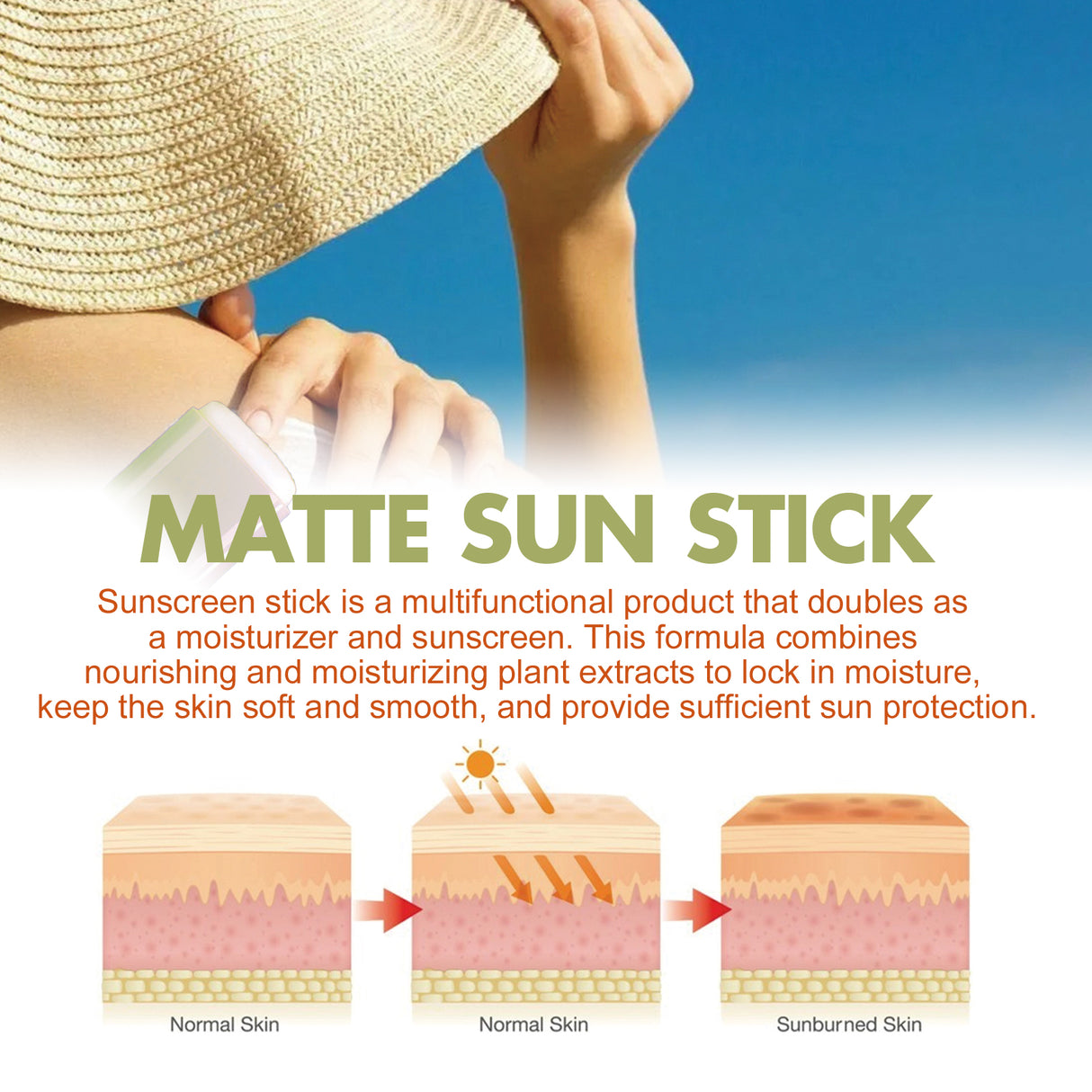 Matte Protection Stick Moisturizes And Repair Facial Skin In Summer With Refreshing Non-Sticky Uv Protection