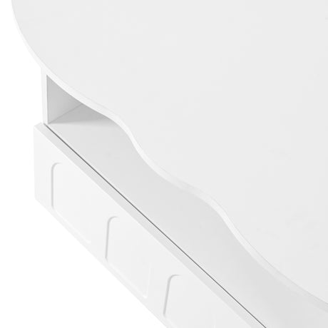 ON-TRANS flexible cream style coffee table with 2 brake wheels, drawers, large storage space, white, 39.37 '' x 23.6 '' - V.I.P Digital Presence