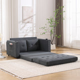 Three in one soft cushion cushion cushion sofa, folding mattress sofa bed, with side pockets and cup holder, dark gray - V.I.P Digital Presence