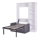 Twin Size Murphy Bed Wall Bed with Sofa,with Shelves,White - V.I.P Digital Presence