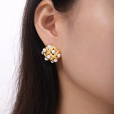 Copper Shell Pearl Stud Earrings - V.I.P Digital Presence