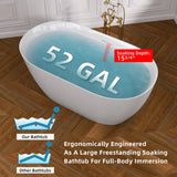 51 Inch Acrylic Freestanding Bathtub Contemporary Soaking White Tub with Overflow and Pop-up Drain Glossy White - V.I.P Digital Presence