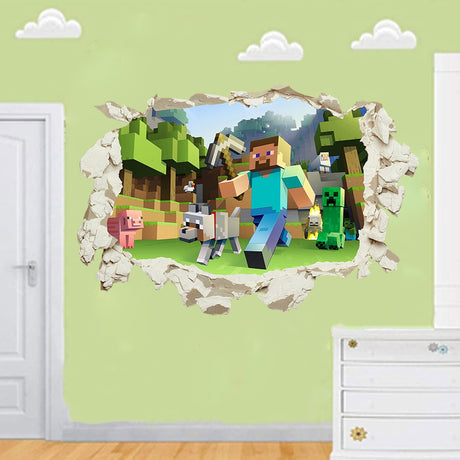 Minecraft run away My World Wall Stickers Living Room Children's Room Removable Decorative PVC Stickers - V.I.P Digital Presence