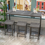Modern Design Kitchen Dining Table Pub Table Long Dining Table Set with 3 Stools Easy Assembly Gray - V.I.P Digital Presence