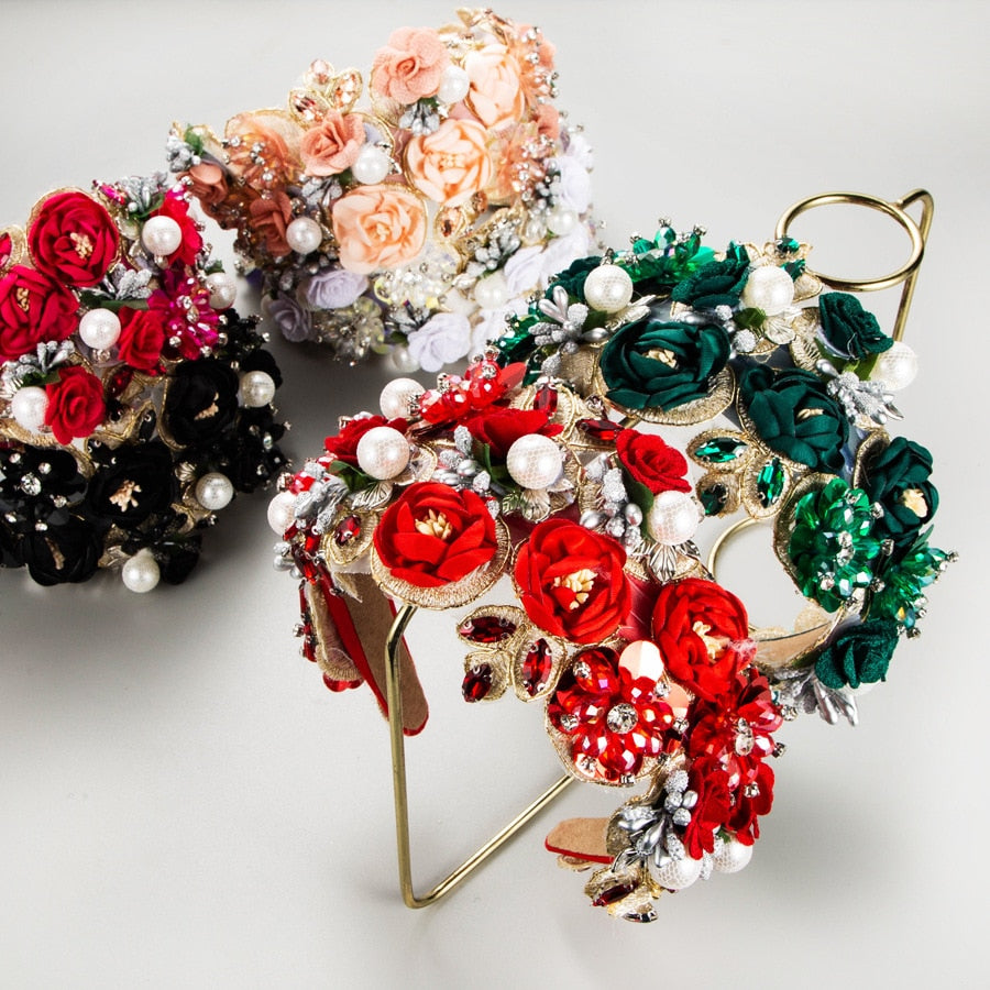 Luxury Baroque Rhinestone Pearl Flower Headband Fashion Hair Accessories For Women Trendy Party Hairband Hair Band Girl Headwear - V.I.P Digital Presence