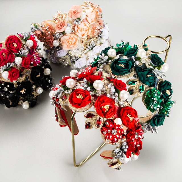 Luxury Baroque Rhinestone Pearl Flower Headband Fashion Hair Accessories For Women Trendy Party Hairband Hair Band Girl Headwear - V.I.P Digital Presence