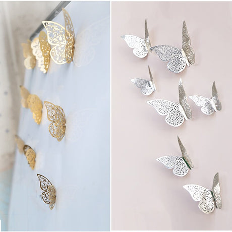 12pcs 3D Hollow Butterfly Wall Sticker for Home Decor DIY Butterflies Fridge stickers  Room Decoration Party Wedding Decor - V.I.P Digital Presence