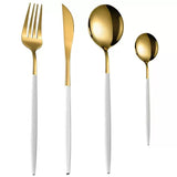 Stainless Steel Cutlery Set with Portuguese Gold Spray Painted Steak Knife, Fork, Spoon, and Tea Spoon 4-Piece Gift Pack - V.I.P Digital Presence