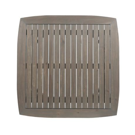 Outdoor Square Acacia Wood Table with Straight Legs, Gray - V.I.P Digital Presence