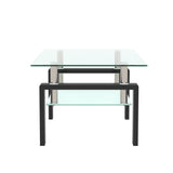 Rectangle Black Glass Coffee Table Clear Coffee Table Modern Side Center Tables for Living Room Living Room Furniture - V.I.P Digital Presence