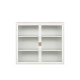 27.56"Glass Doors Modern Two-door Wall Cabinet with Featuring Three-tier White