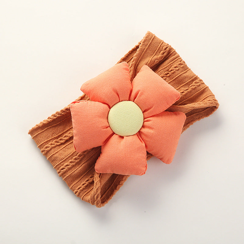 Diadema infantil de nailon jacquard con flores para bebé, suave, antiarañazos, de ala ancha